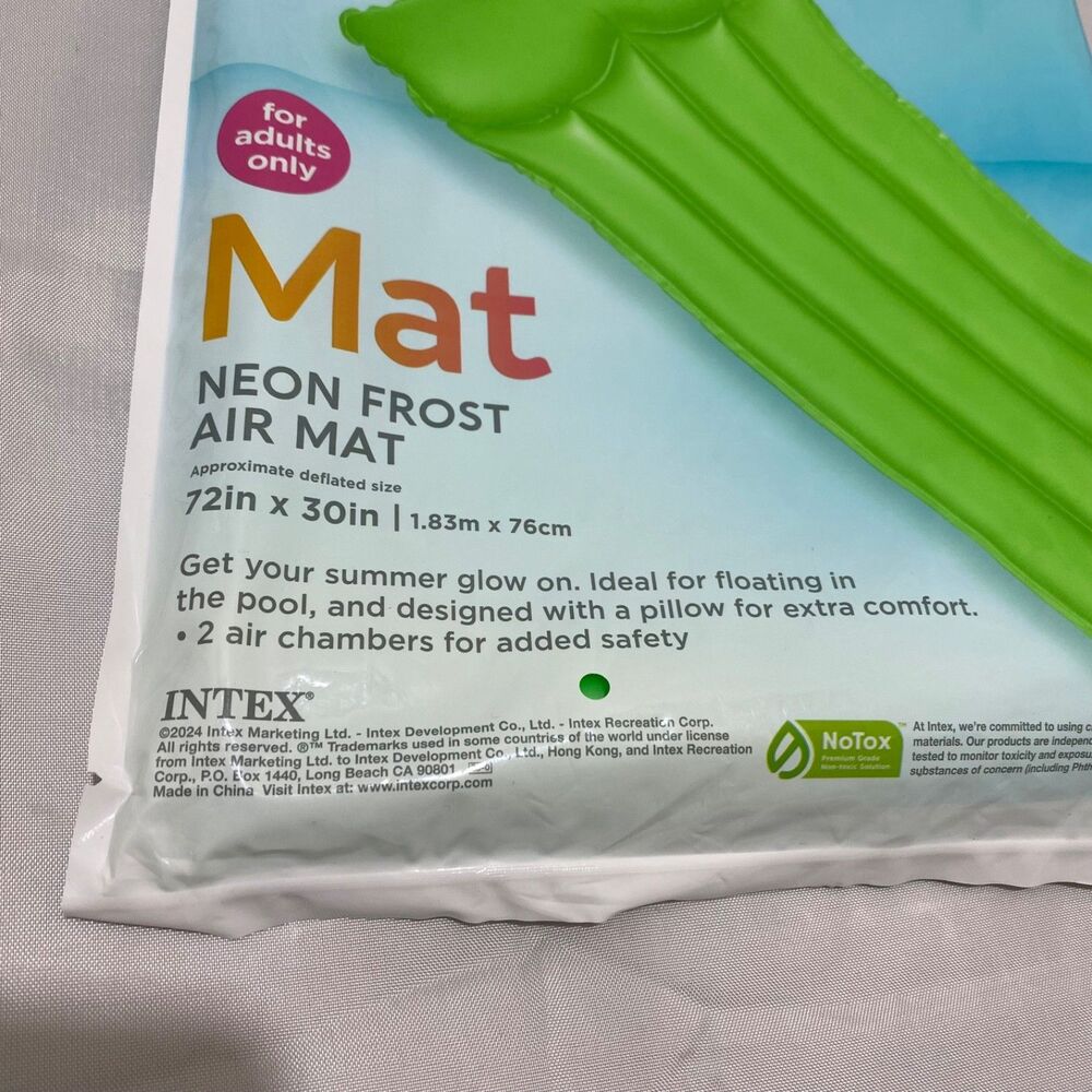 Intex Inflatable Neon Frost Green Mat Swimming Pool Float Raft 72 X 30 - Picture 7 of 9